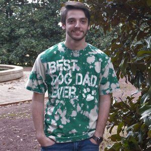 BEST DOG DAD EVER Green & White Tie-Dye T-Shirt